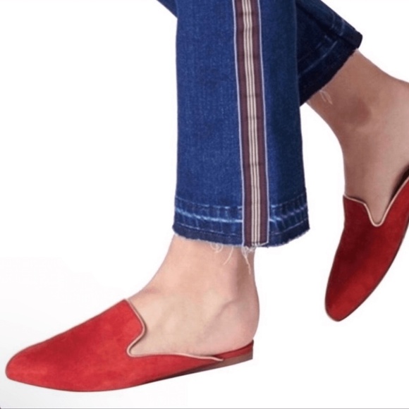 Veronica Beard,Grayson Red Suede Mules, Leather, Gold Trimmed, Size 36EU, Italy - Picture 2 of 7